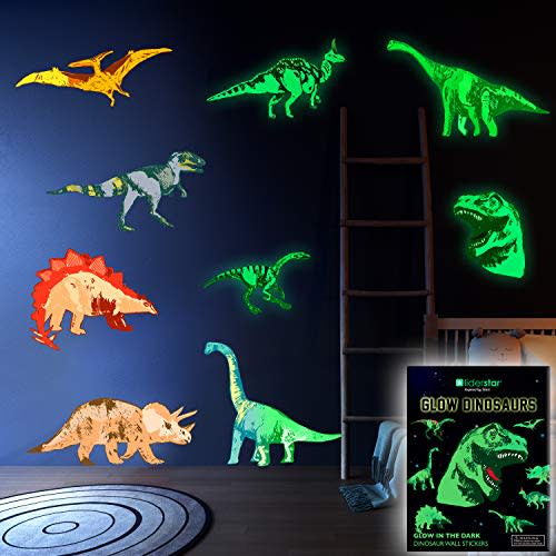 Glow in The Dark Dinosaur Wall Decals for Kids – Removable Dino Stickers for Ceiling, Bedroom, Nursery or Playroom – Self-Adhesive Wall Decor, Gift Idea for Boys and Girls, Easy to Apply