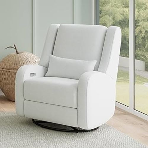 Nurture& The Charleston Wingback Plus – Premium Power Recliner for Nursery | Ergonomic, Stain-Resistant Glider Chair with USB, Lumbar & Head Support – Modern Baby Room Essential