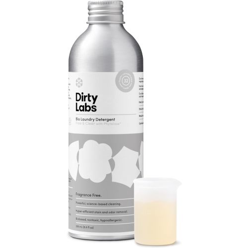 Dirty Labs | Scent Free | Bio-Liquid Laundry Detergent | 32 Loads (8.6 fl oz) | Hyper-Concentrated | High Efficiency & Standard Machine Washing | Nontoxic, Biodegradable | Stain & Odor Removal