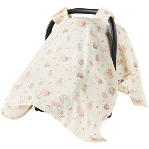 100% Muslin Cotton Car Seat Cover for Baby, Breathable Infant Canopy, Koala