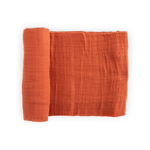 Cotton Muslin Swaddle Blanket - Rust