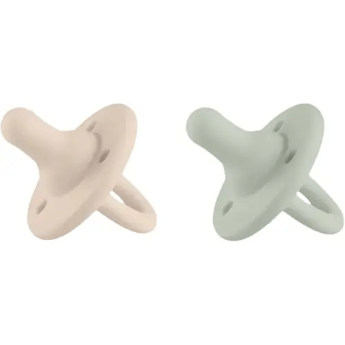 Lee Lee and Me Newborn Pacifier 2-Pack - Sand & Sage - 100% Medical Grade Silicone Paci - Breast-Like Nipple for Natural Latch - Size 0-18 Months