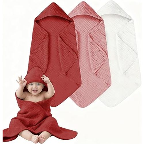3-Pack Hooded Baby Towels for Newborn 100% Cotton Soft Babies Blanket Toddler and Kids Bath Towel Baby Essentials