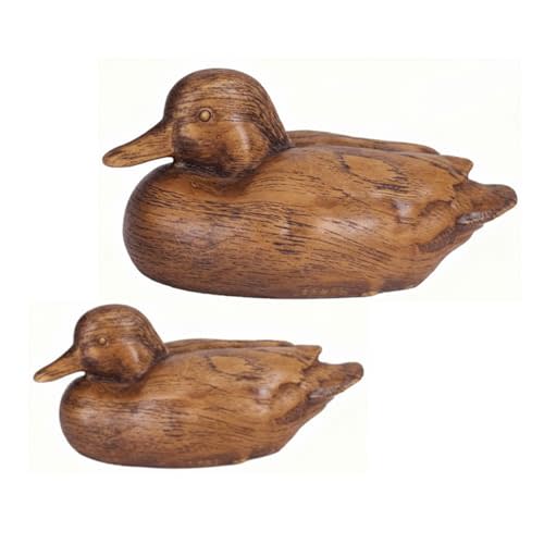 Soaoo 2 Packs Duck Home Decor Statues Rustic Vintage Resin Animal Figurines Countryside Farmhouse Decor for Desktop Living Room Nursery Shelf Indoor Decorative Accents