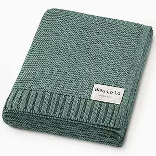 100% Organic Cotton Heritage Knit Textured Baby Quilt Blanket - Signature Heritage Knit, Soft Breathable Newborn Baby Blanket (Heritage - Hunter Green)