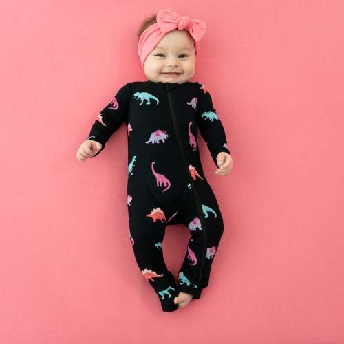 Bamboo Zippered Romper in Midnight Roar Print | Kyte Baby