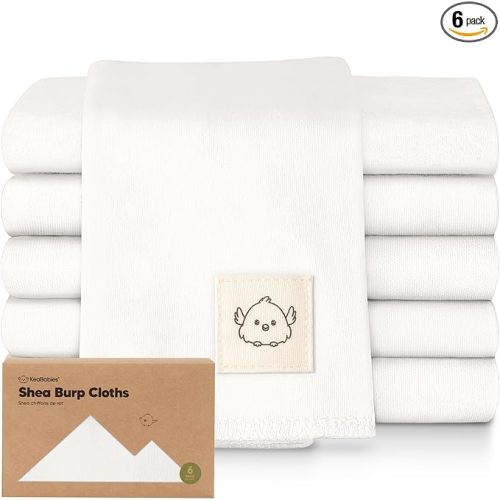 Organic Burp Cloths Baby Boy, Girl - 6-Pack Large 100% Cotton Burping Cloths for Babies, Spit Up Rags, Super Absorbent, Ultra Soft Newborn Rag, Gender Neutral, Machine Washable, Durable (Soft White)