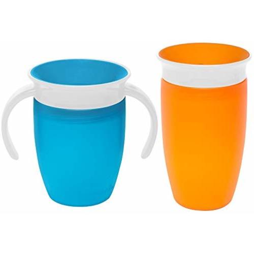 Munchkin Miracle 360 Degree No-Spill Trainer and 10 Ounce Cup, Twin Pack, Blue & Orange