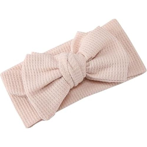 Infants And Toddlers Oversized Bow Headband Children's Knitted Knotted Headband Fontanelle Hair Infant (Beige, One Size)