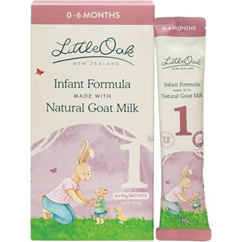 Natural Goat Milk Infant Formula, Stage 1, 0-6 Months, 6 x 30gm | With Olive Oil, Travel Sachets