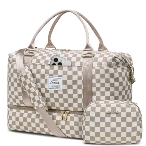LOVEVOOK Travel Duffle Bag,Weekender Bags for Women with Shoe Compartment，Carry on Overnight Bag with Toiletry Bag,Gym Duffel Bag with Wet Pocket, Hospital Bags for Labor and Delivery