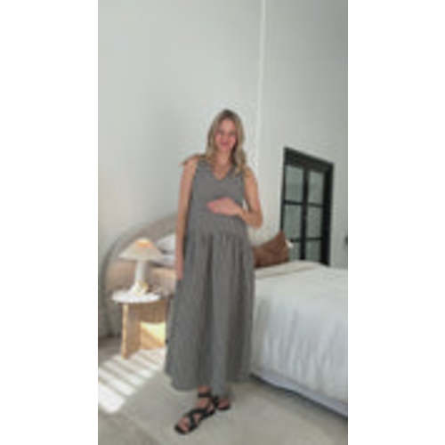 Maternity and Breastfeeding Tallulah Gingham Maxi Dress