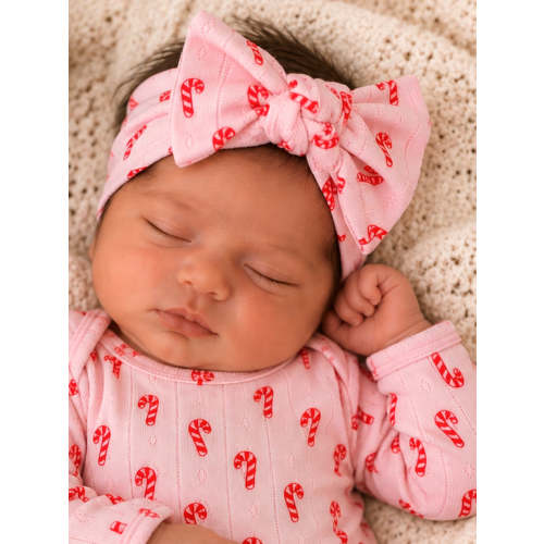 Pink Candy Cane / Organic Pointelle Bow – SpearmintLOVE