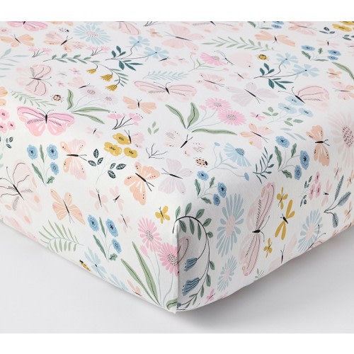 Wildflower Butterfly Bamboo Viscose Crib Fitted Sheet