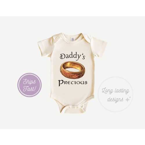 Daddy's Precious Halfling Baby Bodysuit: Lord of the Rings Nerdy Gift