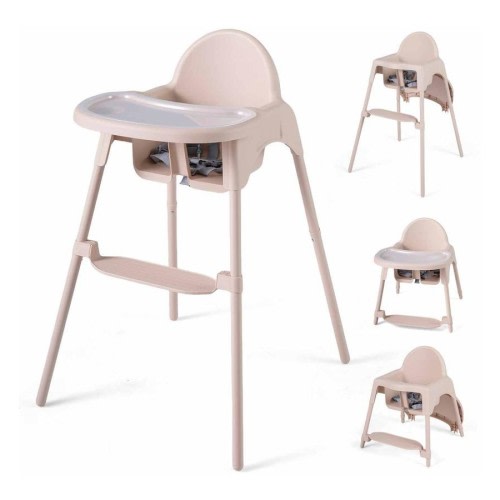 Costway 4-in-1 Babies High Chair Convertible Highchair 2 Height Feeding Chair Removable Double Tray Reversible Footrest