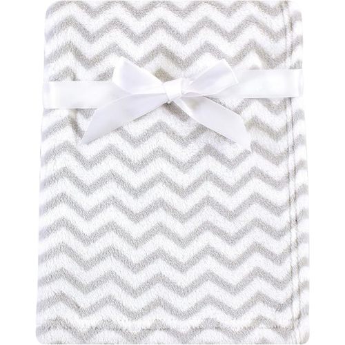 Luvable Friends Unisex Baby Coral Fleece Blanket, Gray Chevron, One Size
