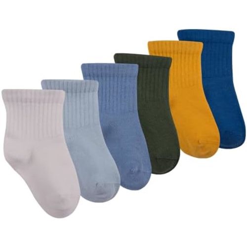 Bella Seamless-Toe Turkish Cotton Ribbed Crew Socks - Stylish and Cozy 6-Pack for Newborn to Toddler Boys & Girls
