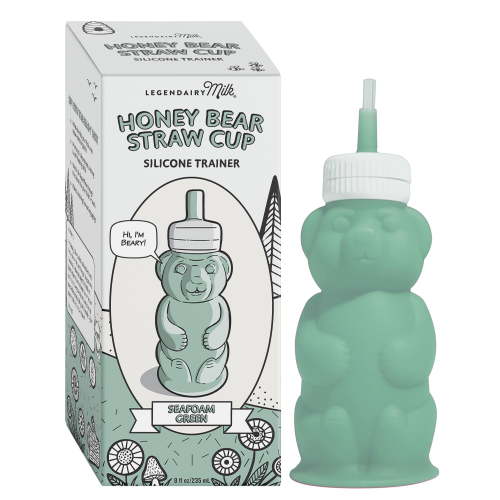 Legendairy Milk Honey Bear Straw Cup Silicone for Babies (Green), 8 oz. Dishwasher Safe, Food Grade Silicone, Honeybear Sippy Cup for Ages 4+ Months