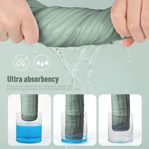 Yoofoss Muslin Burp Cloths for Baby 10 Pack 100% Cotton Baby Washcloths for Boys Girls Large 20''X10'' Super Soft and Absorbent Dark Green