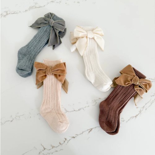Ribbed Bow Socks - Pack of 4