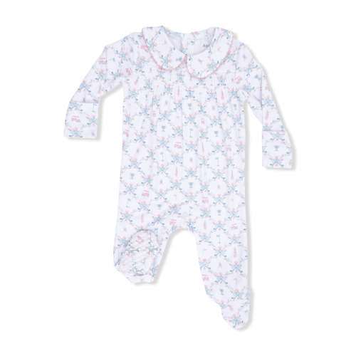 Golf Trellis Pink - Smocked Peter Pan Snap Footie – Angel Dear