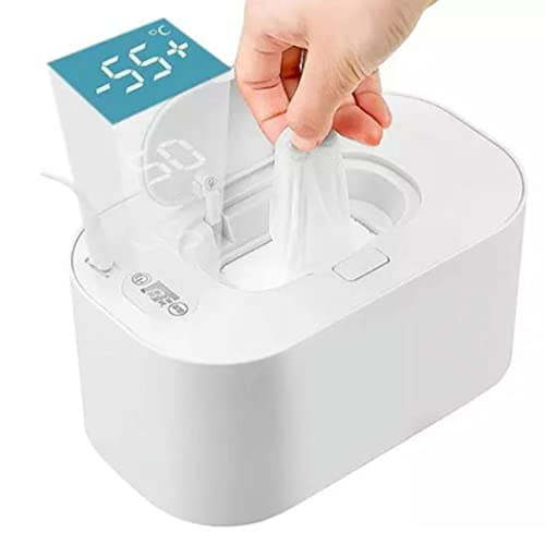 Baby Wipe Warmer,Baby Wet Wipes Warmer Dispenser with Digital Display,Wipes Warmer Dispenser,PP Intelligent Adjustable Temperature Safe To Use Infant Wipes Heater Wireless Car Charging(white)