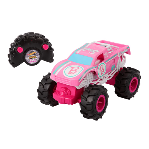 Hot Wheels 1:24 Scale Barbie Monster Truck, Electric Road Racer, Remote Control Rolling Toy Vehicle