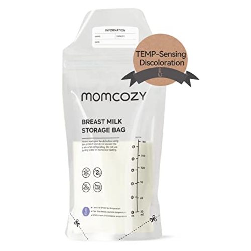 Momcozy Breastmilk Storing Bags, Temp-Sensing Discoloration Milk Storing Bags for Breastfeeding, Disposable Milk Storage Bag with 180ml Self Standing, No-Leak Milk Freezer Storage Pouches, 200pcs