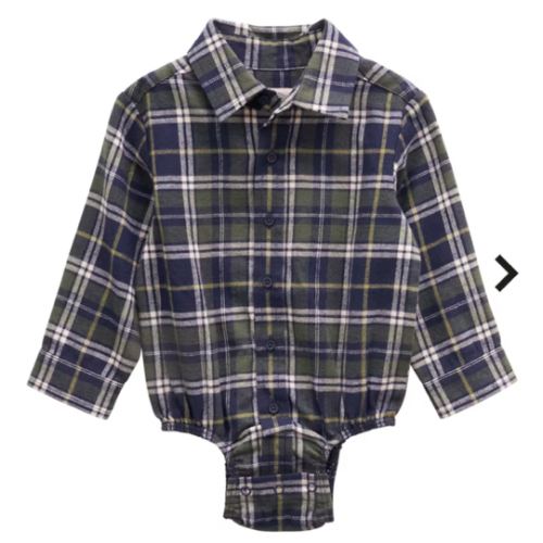 Outdoor Kids Flannel Long-Sleeve Button-Down Bodysuit for Babies