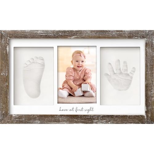 KeaBabies Baby Hand and Footprint Kit - Clay Handprint Keepsake Frame, Newborn Nursery Picture Frame, Personalized New Mom Gifts for Baby First Christmas Shower (Barnwood)