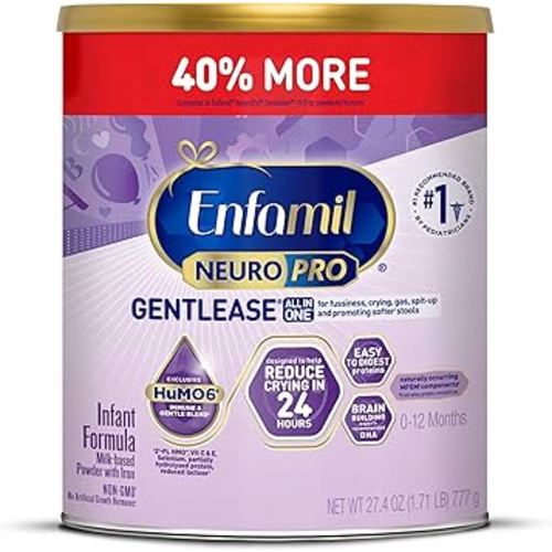 Enfamil NeuroPro Gentlease Baby Formula, Brain Building DHA, HuMO6 Immune Blend, Designed to Reduce Fussiness, Crying, Gas & Spit-up in 24 Hrs, Has Prebiotics to Promote Softer Stools, 27.4 Oz Can