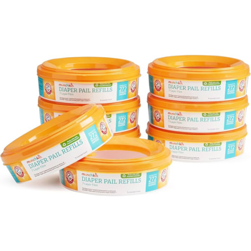 Munchkin® Arm & Hammer Diaper Pail Refill Rings, Holds up to 2,176 Newborn Diapers, 8 Pack