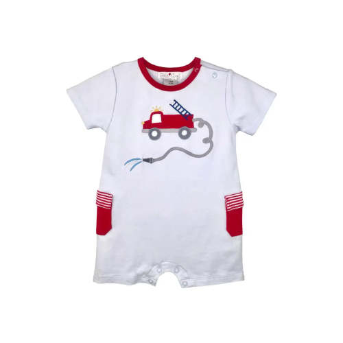 Petit Ami Fire Truck Applique Romper – Little Stitches & Co.