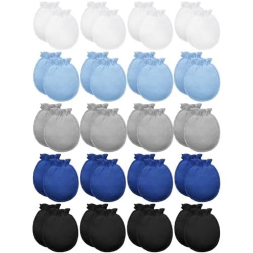 20 Pairs Newborn Baby Boys Girls Mittens 0-6 Months Infant Toddler Mittens No Scratch Solid Color Gloves