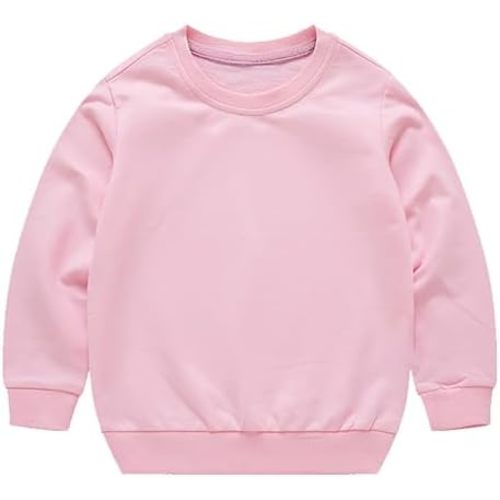 Girls and Toddlers' Basic Cotton Sweatshirt Baby Boy Classic Solid Crewneck Sweatshirt Pullover Tops Long Sleeve Shirt
