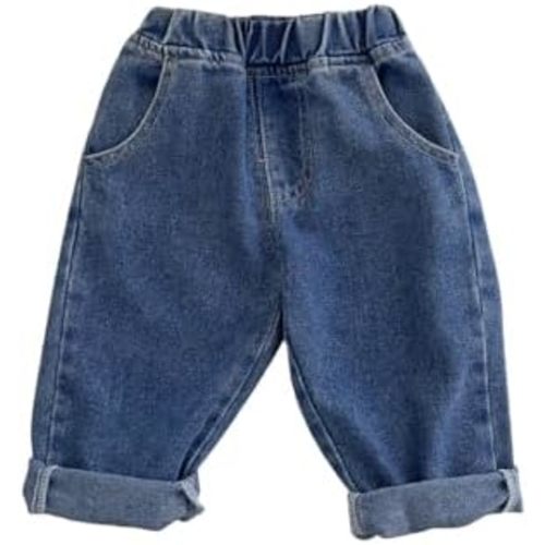 Toddler Baby Boys Girls Soft Jeans Pants Little Kids Casual Denim Pants Elastic Waist Long Trousers