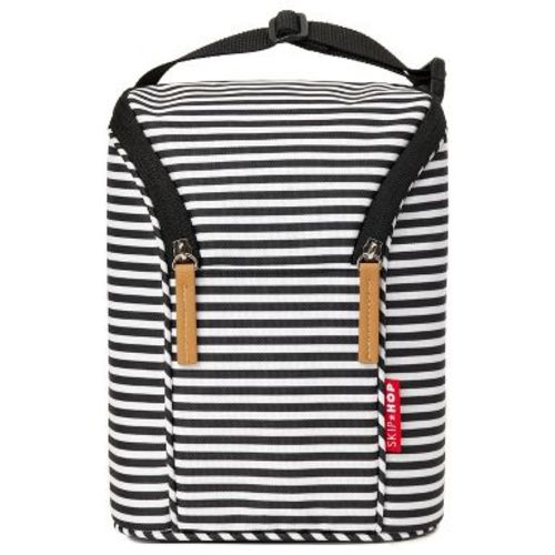 24qt Skip Hop Grab and Go Double Bottle Bag - Black/White Stripe