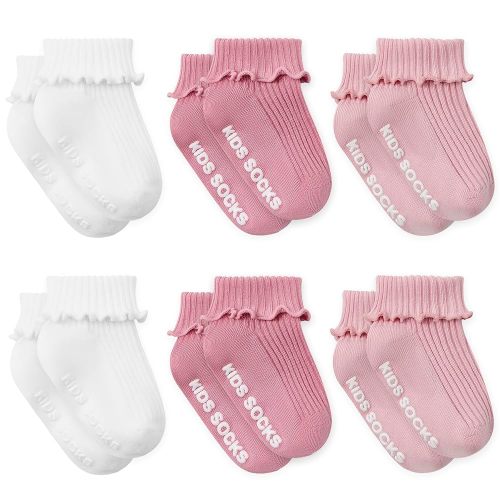 Zando Baby Girl Non-Slip Socks with Grippers - Toddler Ruffle Socks for Newborn Infant Toddler 0-6 Years