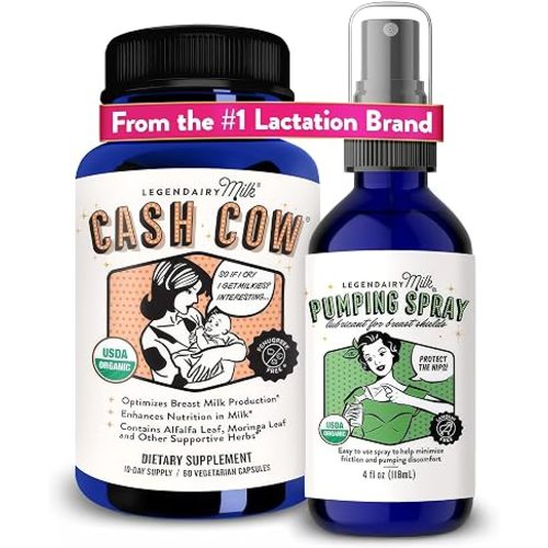 Legendairy Milk Cash Cow + Pumping Spray - Lactation Support & Natural Comfort for Nursing Moms - Breastfeeding Supplement that Helps with Sore Nipples & Clogged Ducts