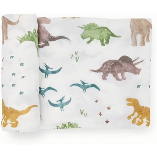 Little Unicorn Premium Stretch Knit Swaddle Blanket | Super Soft with Optimal Stretch & Breathability for swaddling (Dino Pals)