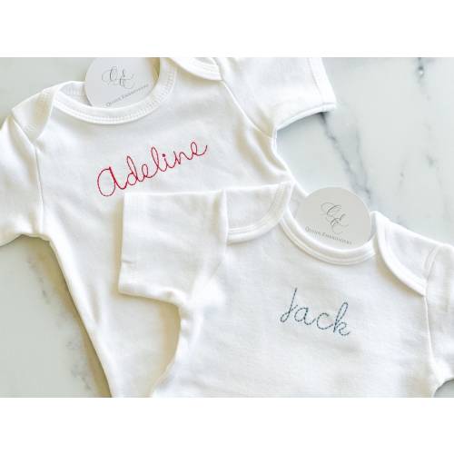 Custom Embroidered Baby Name Bodysuit, Personalized Newborn Outfit, Keepsake Clothes