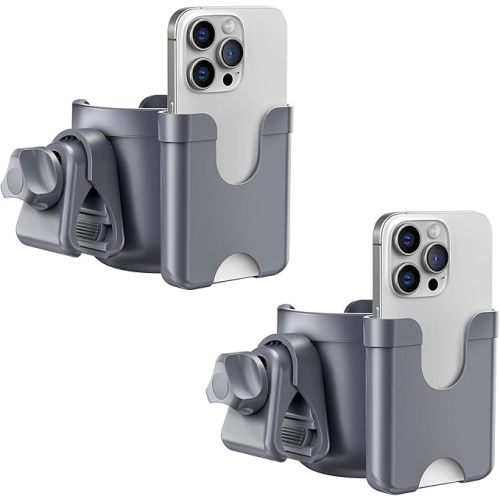 Cup Holder for Walker: Stroller Cup Holder Attachment with Phone Holder, Wheelchair/Stroller Accessories for Rollator, Bike, Scooter, Baby Essentials, Gifts for New Mom