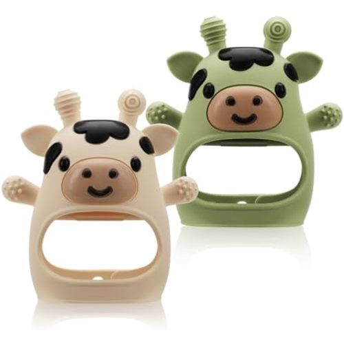 2 Pack Baby Teething Toys for 3-6 6-12 Months, Silicone Hand Teether Mitten