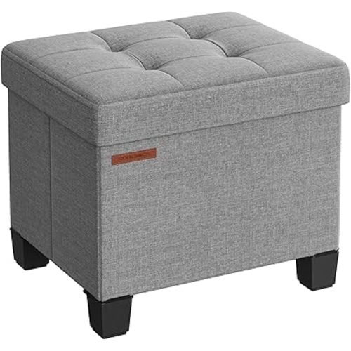 SONGMICS Storage Ottoman, Small Ottoman Foot Rest with Legs, 12.6 x 15.7 x 13.2 Inches Foot Stool, Load up to 660 lb, for Living Room, Bedroom, Dorm, Dove Gray ULSF012G02