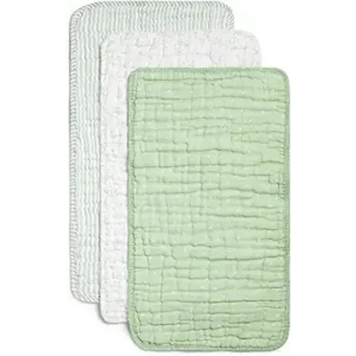 Nana Baby Burp Cloths – 100% Organic Cotton, Oversized & Hypoallergenic, 8-Layer Muslin, Machine Washable, Neutral Unisex Colors, Gentle on Sensitive Skin, Set of 3 (Green)