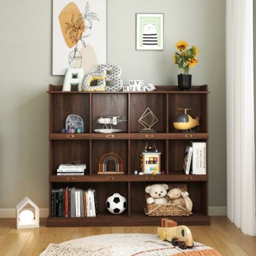 Wooden 3-Shelf Open Bookcase, Vertical Bookshelf Display Cabinet for Study or Living Room-The Pop Home