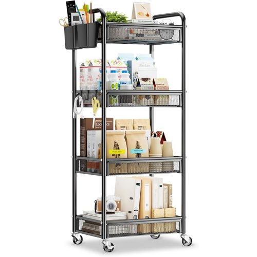 YASONIC 4 Tier Rolling Cart – Rolling Storage Cart with Wheels