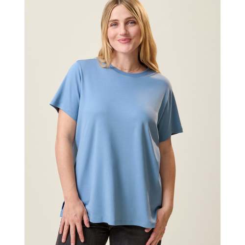 Pima Cotton Side Zip Maternity & Nursing T-shirt | Vintage Blue – Kindred Bravely
