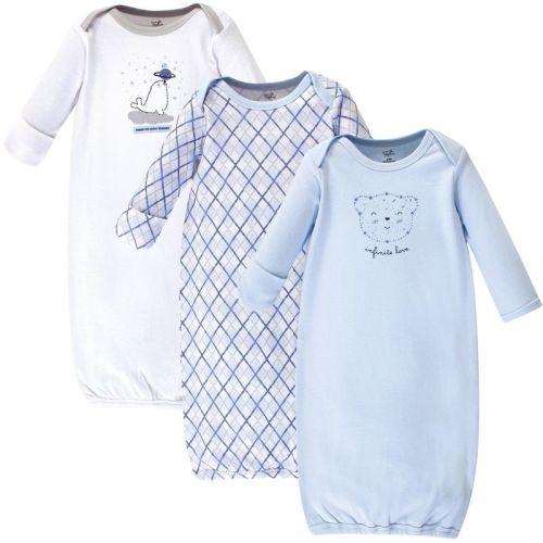 Touched by Nature Baby Organic Cotton Long-Sleeve Gowns 3pk, Infinite Love Bear, 0-6 Months